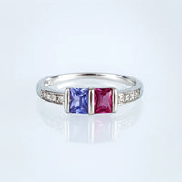 Dual Harmony — 925 Silver Ruby and Sapphire Rings for Eternal Balance