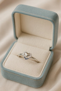 Moonlit Heartbeat Reverie — 925 Silver Sapphire Diamond Heart Rings for Quiet Souls