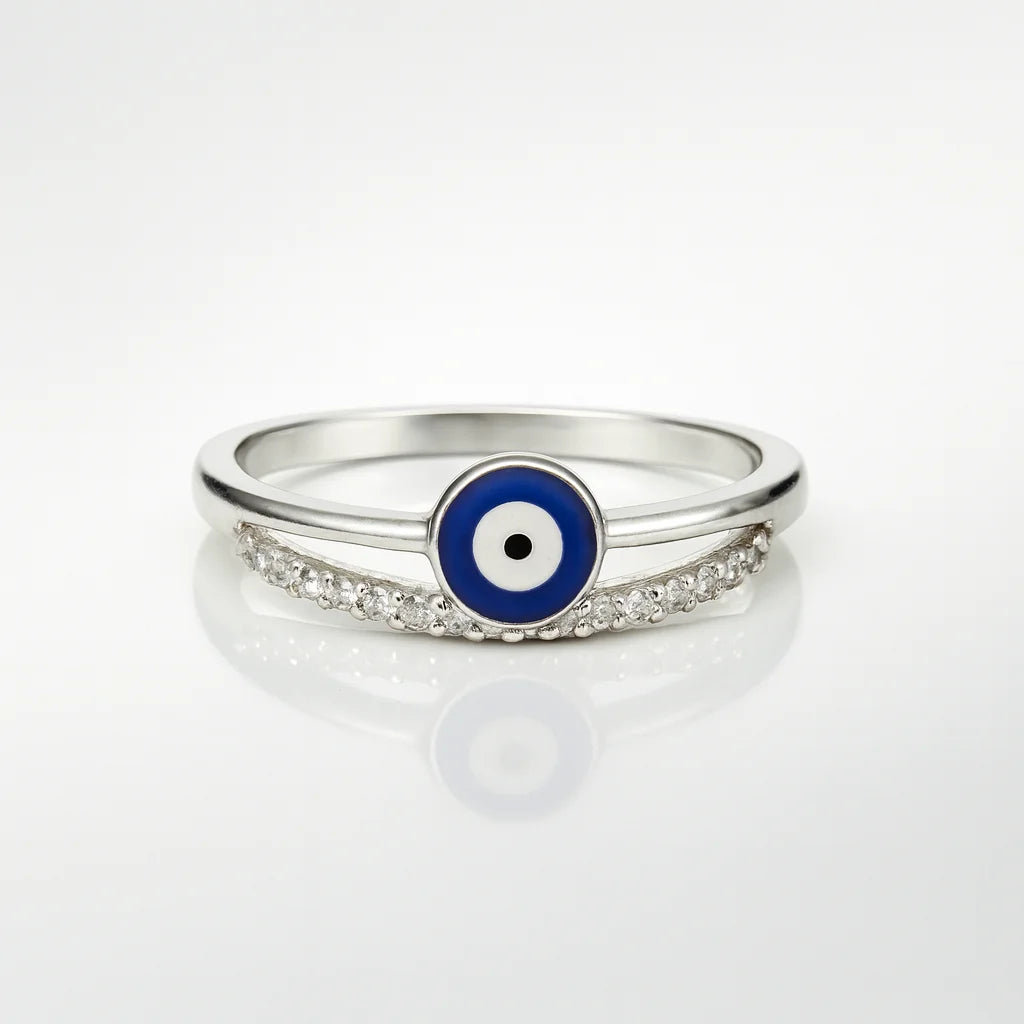 Enchanted Azure — 925 Silver Evil Eye Rings for Protective Elegance