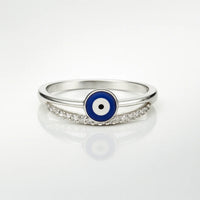Enchanted Azure — 925 Silver Evil Eye Rings for Protective Elegance