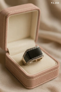 Premium Black Onyx Greek 925 Pure Sterling Silver Men’s Statement Rings | Bold Rectangular Designer Signet