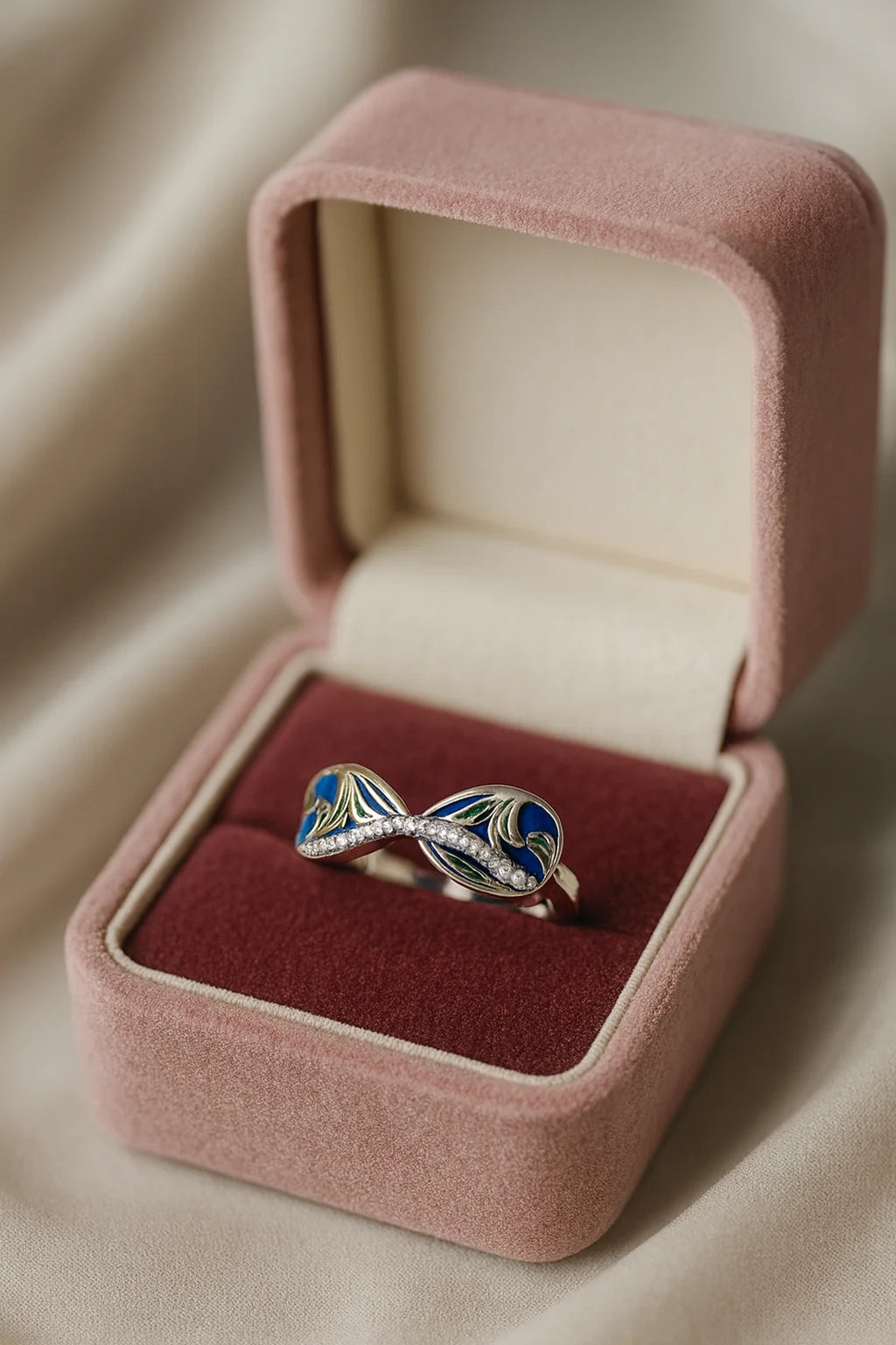 Infinity Azure Reverie — 925 Silver Enamel Diamond Rings for Stories Without End