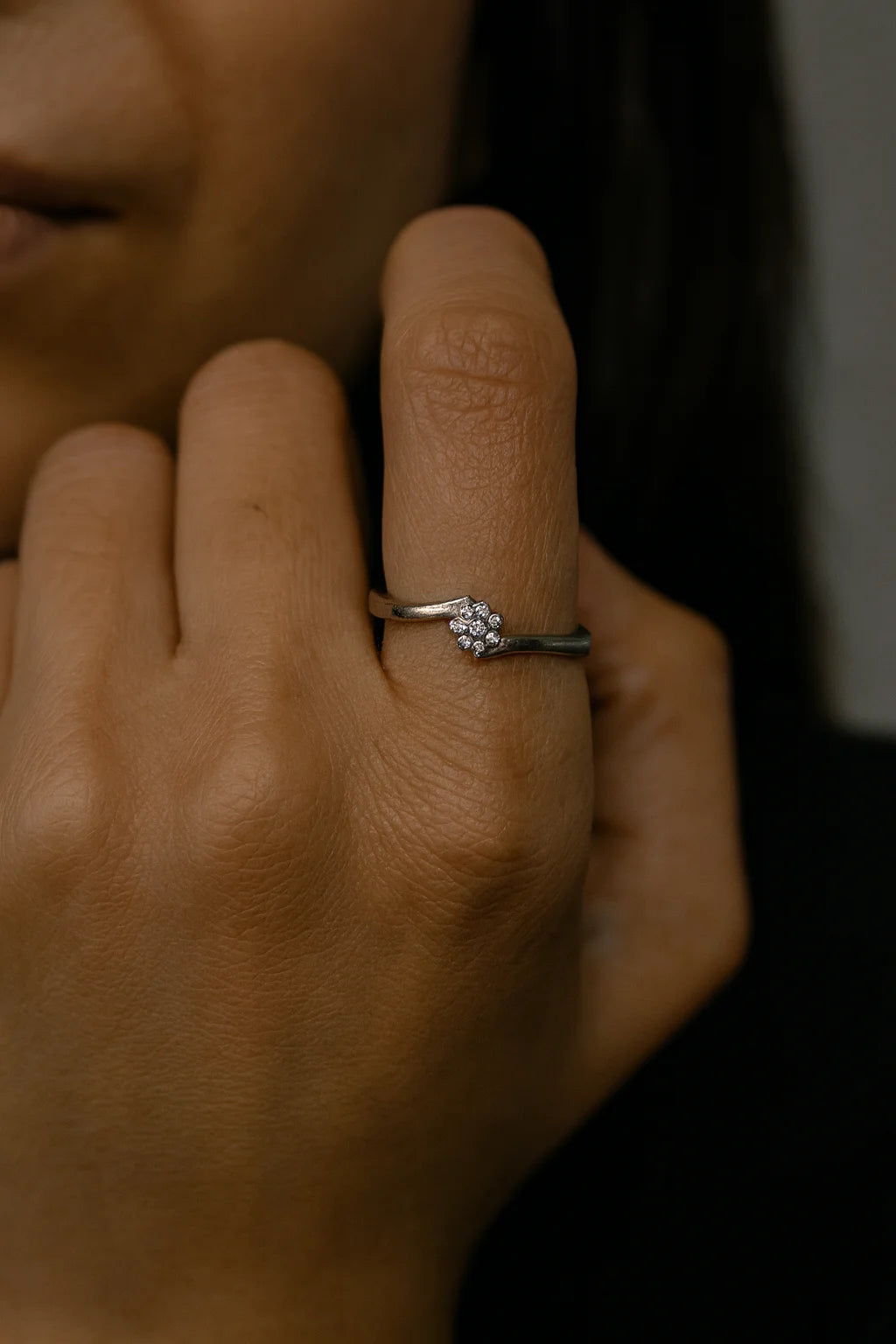 Starlit Grace — 925 Silver Cluster Diamond Rings for Radiant Brilliance