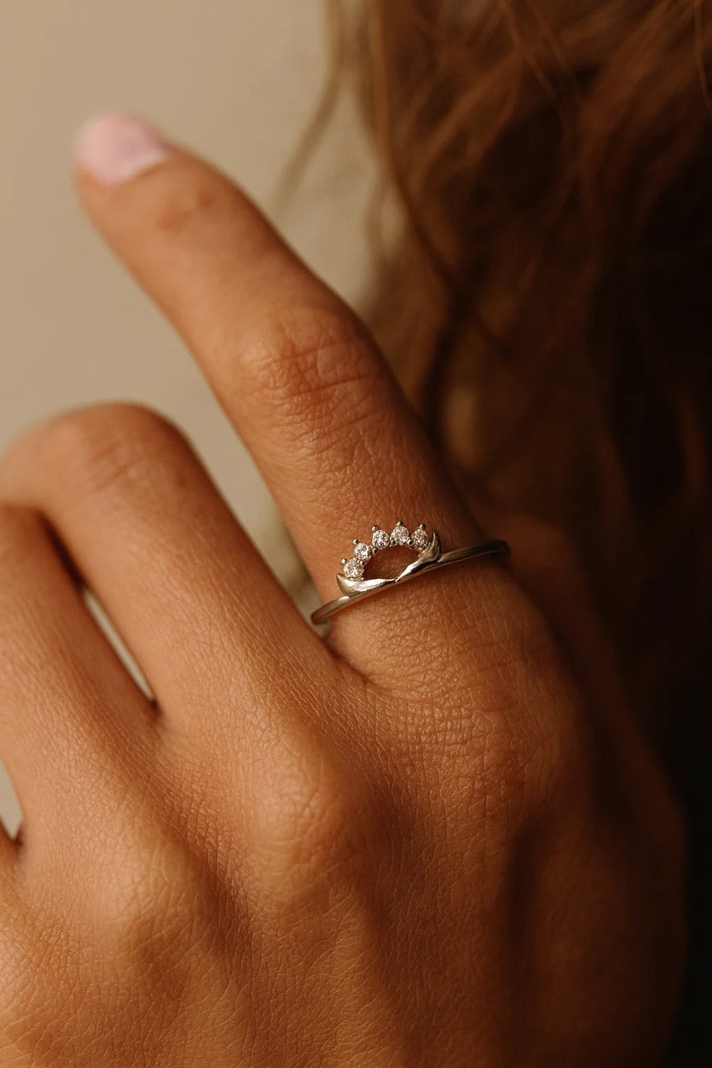 Crowned Heart Aurora — 925 Silver Diamond Rings for Queens of Everyday Grace