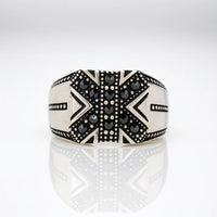 Midnight Aegis Valor — 925 Oxidised Silver Black Stone Rings for Silent Power