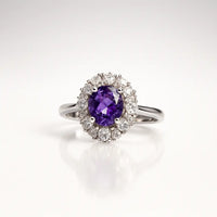 925 Pure Silver Rings Amethyst with Diamond Sparkle for a Love That Feels Majestic