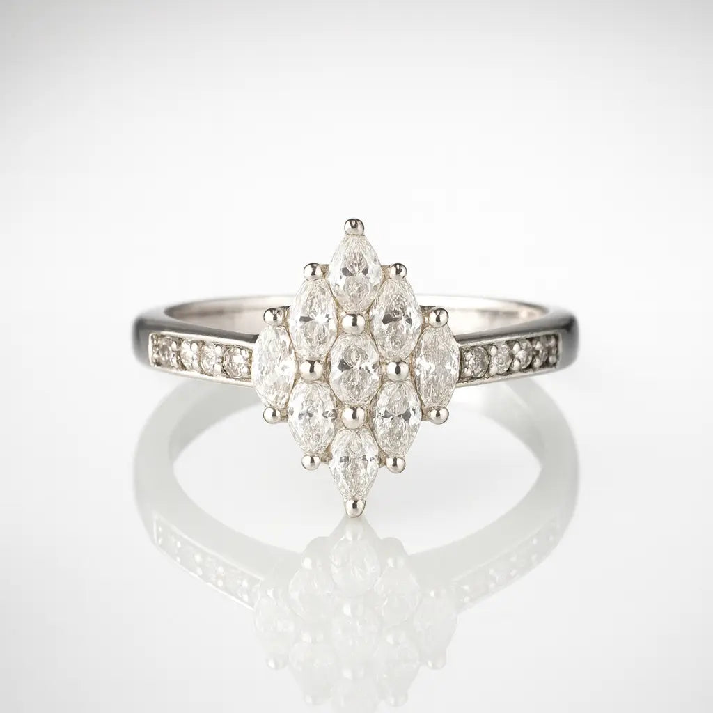 Divine Stardust — 925 Diamond Cluster Silver Rings Radiating Ethereal Beauty