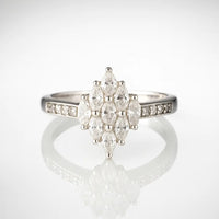 Divine Stardust — 925 Diamond Cluster Silver Rings Radiating Ethereal Beauty