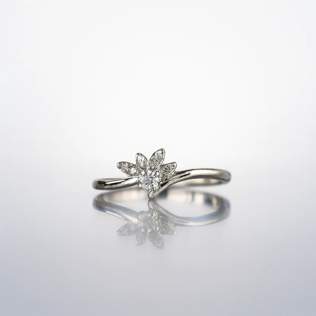 Dawn Petal Serenade — 925 Silver Diamond Rings for Love in Gentle Bloom