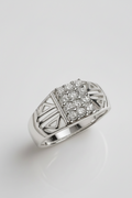 Urban Legacy Cluster Diamond Rings in Art Deco Inspired Silver Majesty