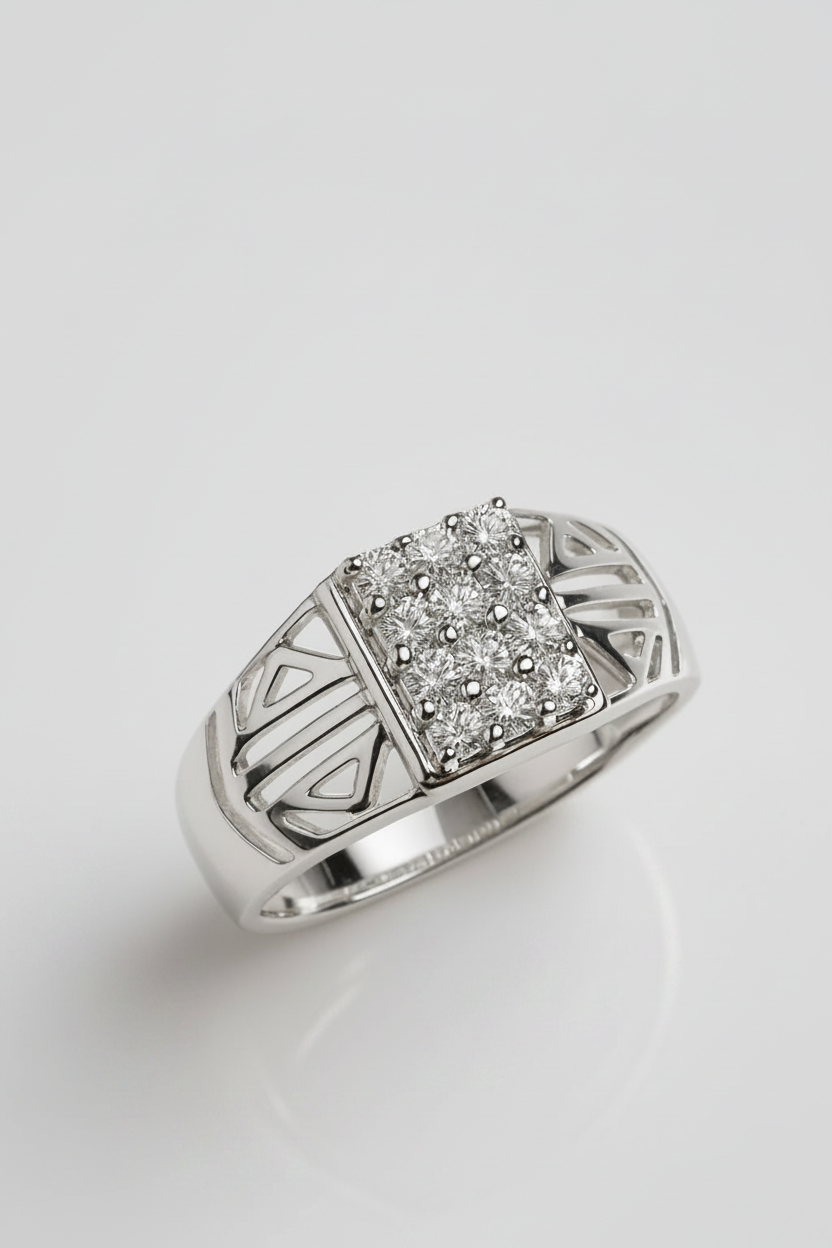 Urban Legacy Cluster Diamond Rings in Art Deco Inspired Silver Majesty