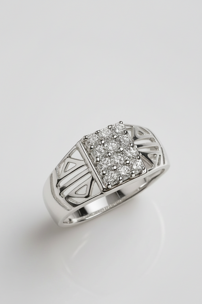 Urban Legacy Cluster Diamond Rings in Art Deco Inspired 925 Pure Silver Majesty