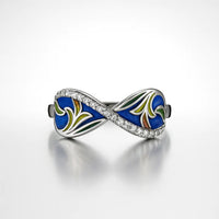 Infinity Azure Reverie — 925 Silver Enamel Diamond Rings for Stories Without End