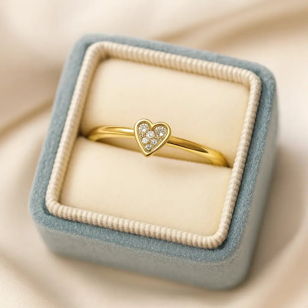 Heart's Embrace — 925 Silver Heart Rings for Love's 22k Gold Plated