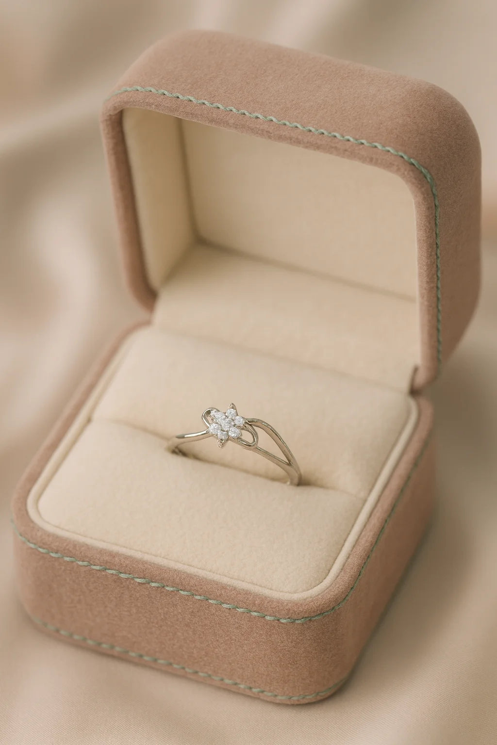 Moonlit Blossom Reverie — 925 Silver Diamond Rings for Promises in Full Bloom