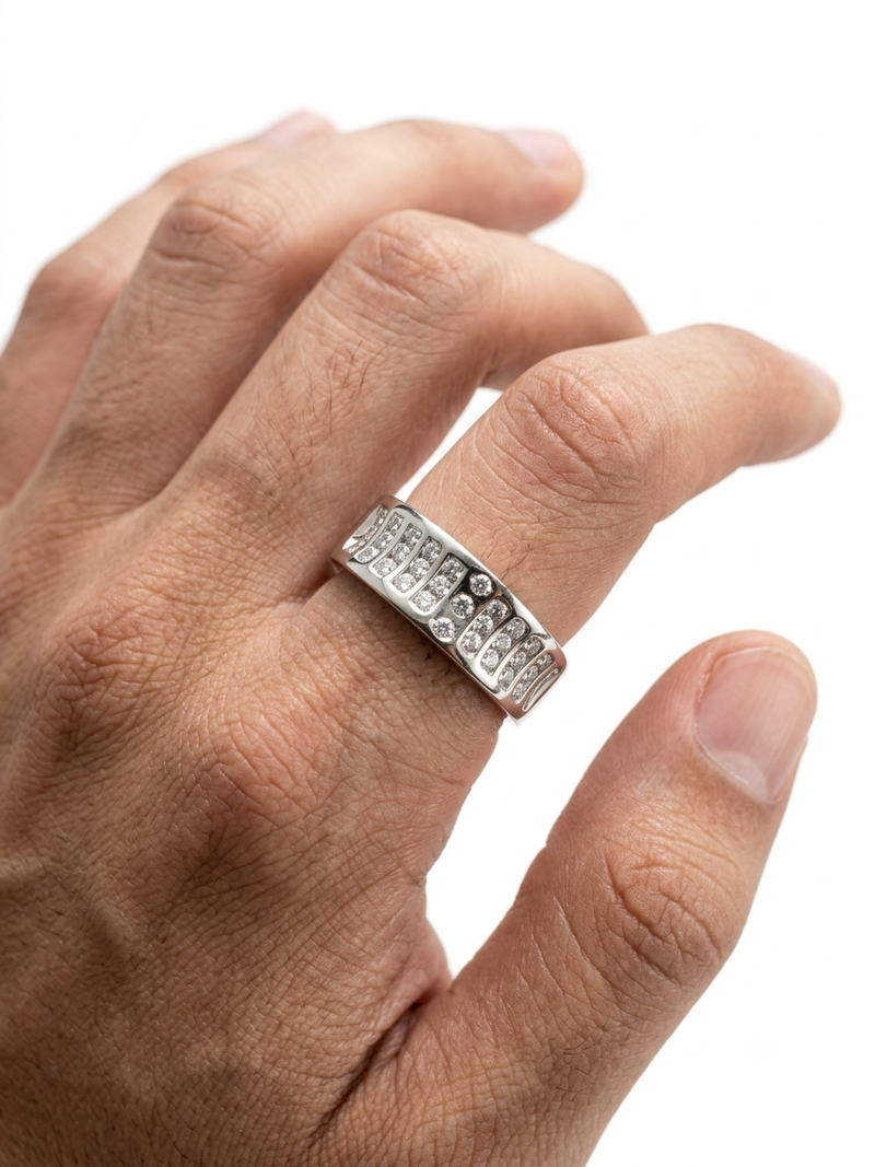 925 silver Rings Linear Bar Pave Luxury Band