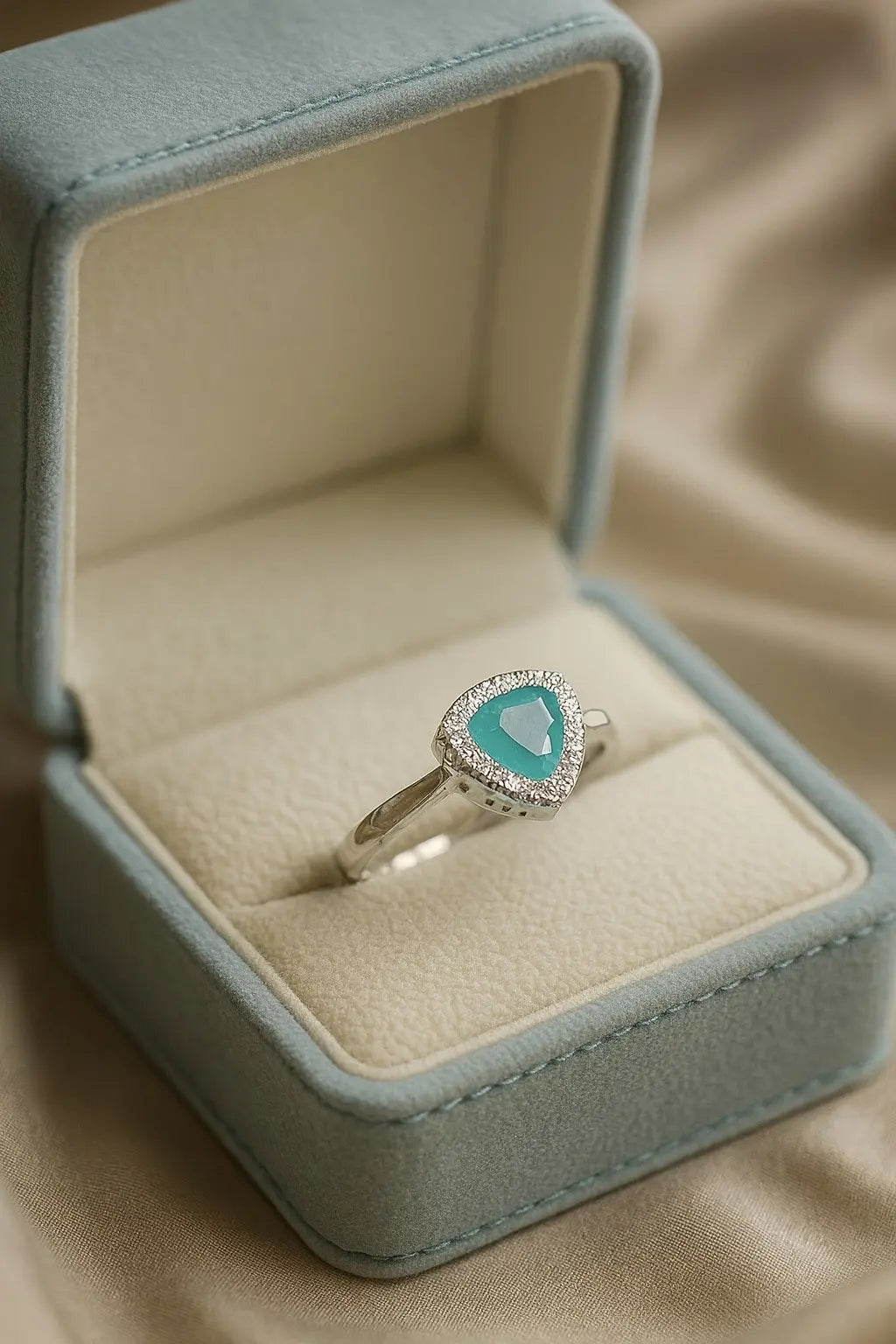 925 Silver Aquamarine Halo Rings — A Symbol of Calm, Clarity for Women
