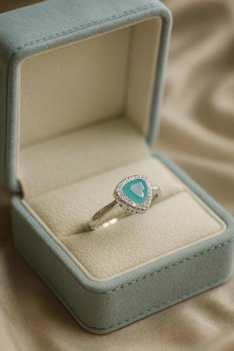 925 Silver Aquamarine Halo Rings — A Symbol of Calm, Clarity for Women