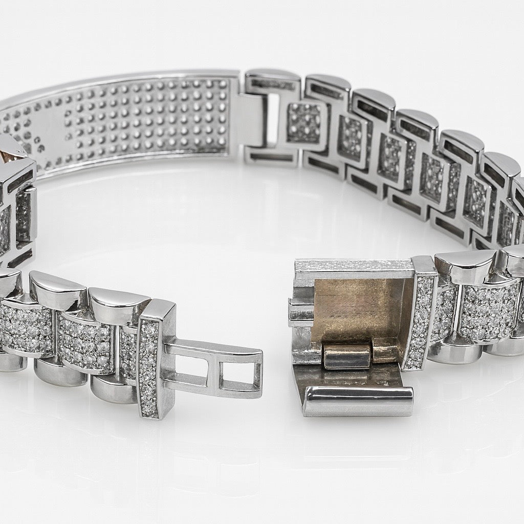 Imperial Luxe Diamond-Link Bracelet – A Masterpiece Silver Statement Jewelry