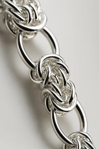 Imperial Knot-Link Silver Bracelet – Handwoven Detailing for Bold, Refined Masculine Style