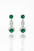 Emerald Radiance: Exquisite Oxidised Silver Drop Earrings