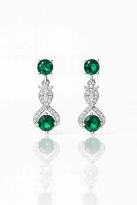 Emerald Radiance: Exquisite Oxidised Silver Drop Earrings