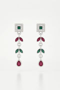 Emerald Enchantment: Dazzling Oxidised Silver Vine Earrings