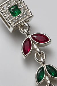 Emerald Enchantment: Dazzling Oxidised Silver Vine Earrings