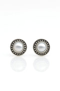 Ocean’s Whisper: Elegant Oxidised Silver Pearl Stud Earrings