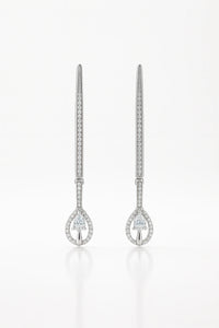 Celestial Symphony: Luminous Oxidised Silver Teardrop Earrings