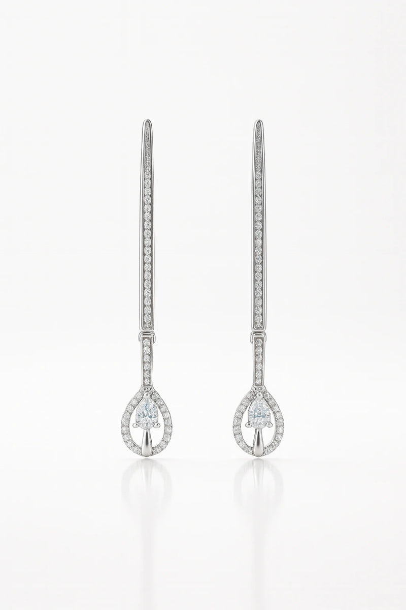Celestial Symphony: Luminous Oxidised Silver Teardrop Earrings
