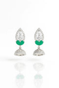 Whispering Elegance: Mesmeric Oxidised Silver Gem Drop Earrings