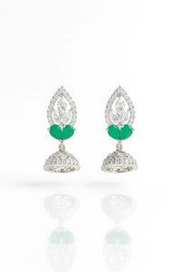 Whispering Elegance: Mesmeric Oxidised Silver Gem Drop Earrings