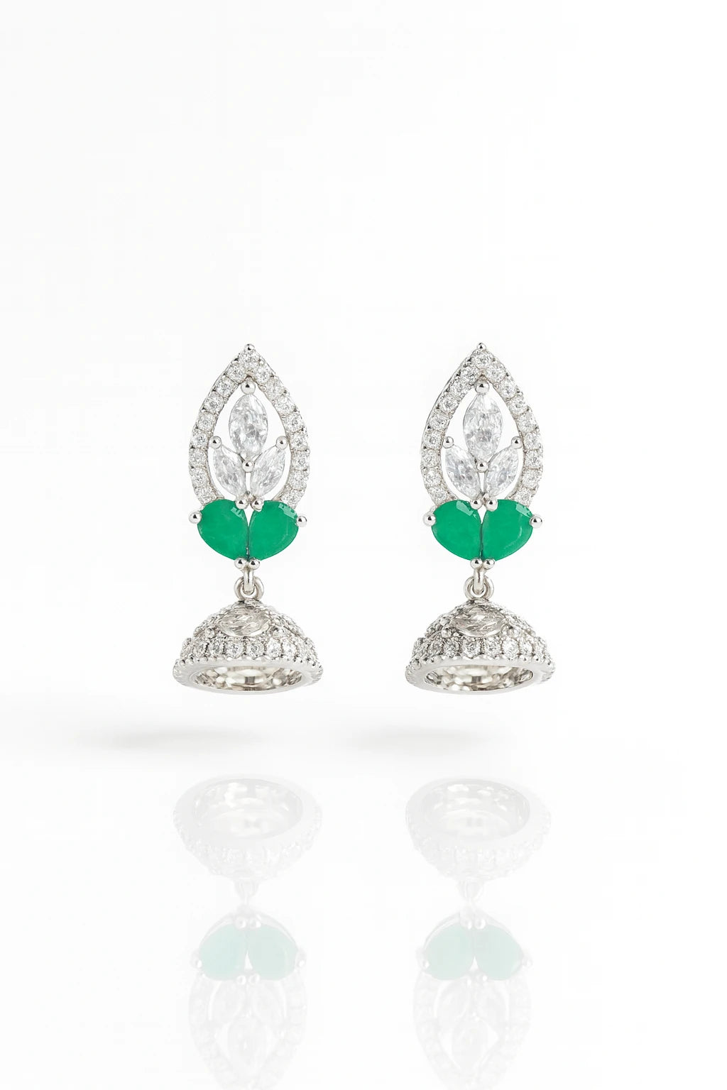 Whispering Elegance: Mesmeric Oxidised Silver Gem Drop Earrings