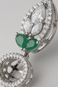 Whispering Elegance: Mesmeric Oxidised Silver Gem Drop Earrings