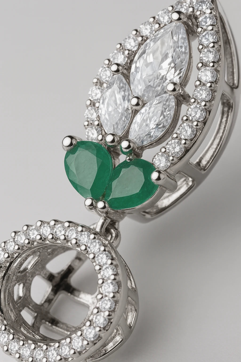 Whispering Elegance: Mesmeric Oxidised Silver Gem Drop Earrings