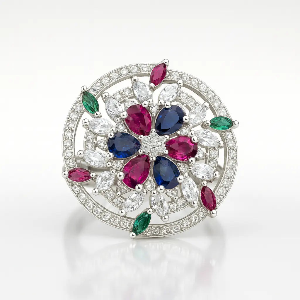 Enchanted Blossom — 925 Silver Floral Rings for a Symphony of Colors