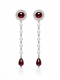 925 Sterling Silver Garnet & Pearl Drop Earrings