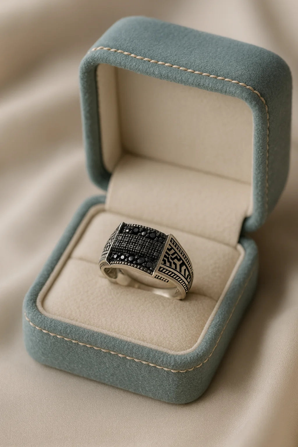 Nightshield Monarch — 925 Oxidised Silver Black Stone Rings for Quiet Authority