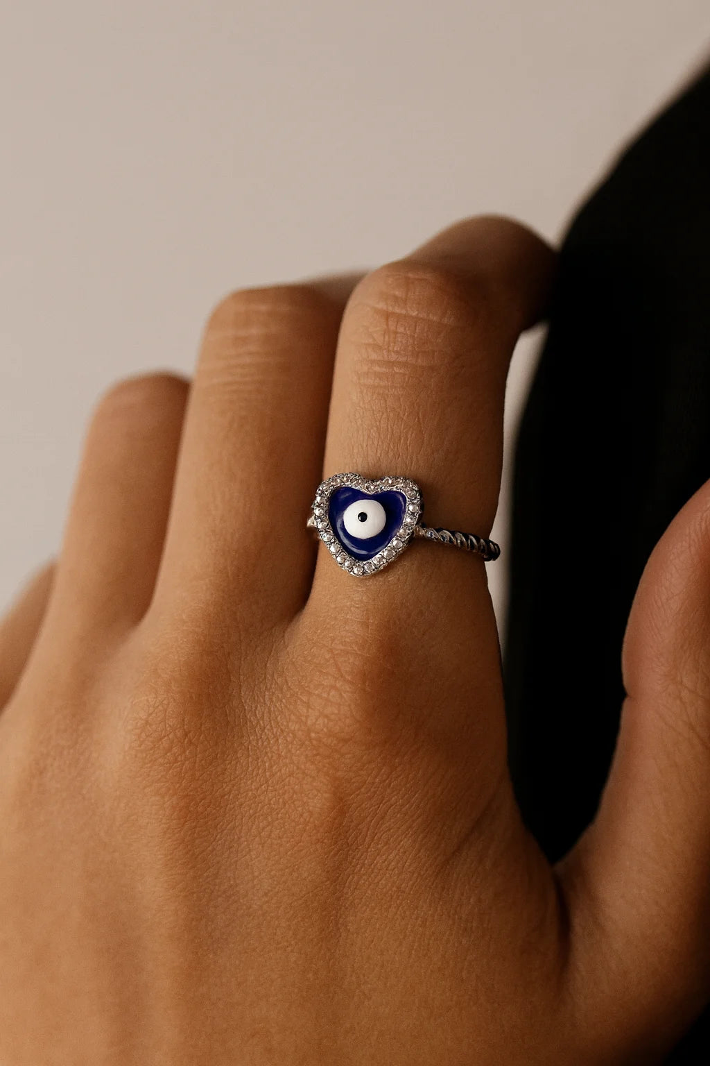 Enchanted Azure Heart — 925 Silver Evil Eye Rings for Protective Love