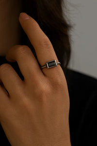 Shadow Serenade — 925 Silver Hematite Rings for Subtle Sophistication