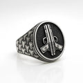Antique 925 Pure Gun Metal Silver Gun Signet Ring | Bold Gangster-Style Statement Rings for Men