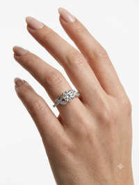 Diamond Rings Sculpted Leaf Shoulders with Pave Brilliance