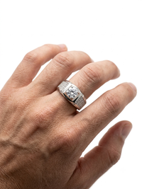 Radiant Majesty: Sterling Silver Diamond Statement Rings