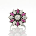 Radiant Blossom Ruby — 925 Silver Rings for a Blooming Love