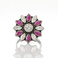 Radiant Blossom Ruby — 925 Silver Rings for a Blooming Love