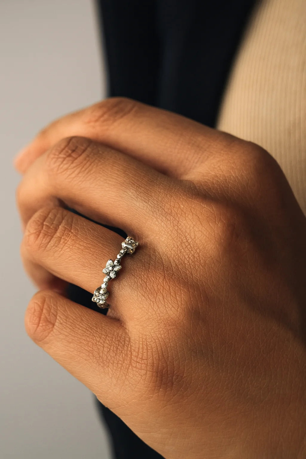 Floral Symphony — 925 Silver Diamond Rings for Nature's Elegance