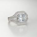 925 Hallmarked Silver Cushion-Cut Halo Engagement Ring | Premium Zircon Bridal & Anniversary Rings for Men