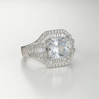 925 Hallmarked Silver Cushion-Cut Halo Engagement Ring | Premium Zircon Bridal & Anniversary Rings for Men