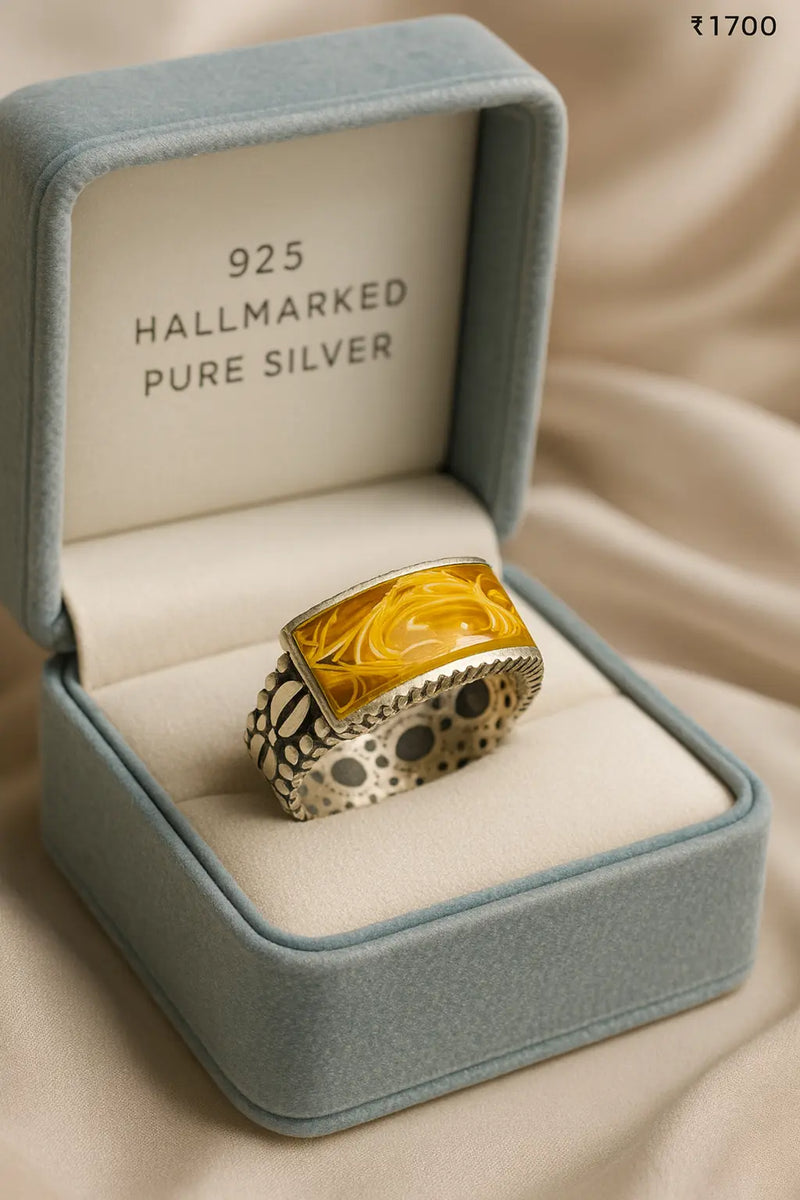 925 Sterling Silver wooden finish Turkish Rings for Men – Vintage Designer Statement Jewellery